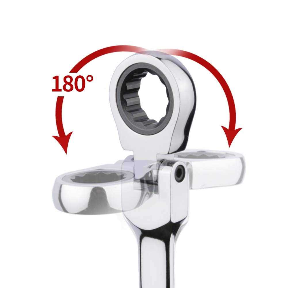 BULLTOOLS 6-Piece Flex-Head Extra Long Ratcheting Wrenches Double Box End Chrome Vanadium Steel 72-Tooth Wrench Set with Metric 8mm - Shop Hardware Tools Online Store