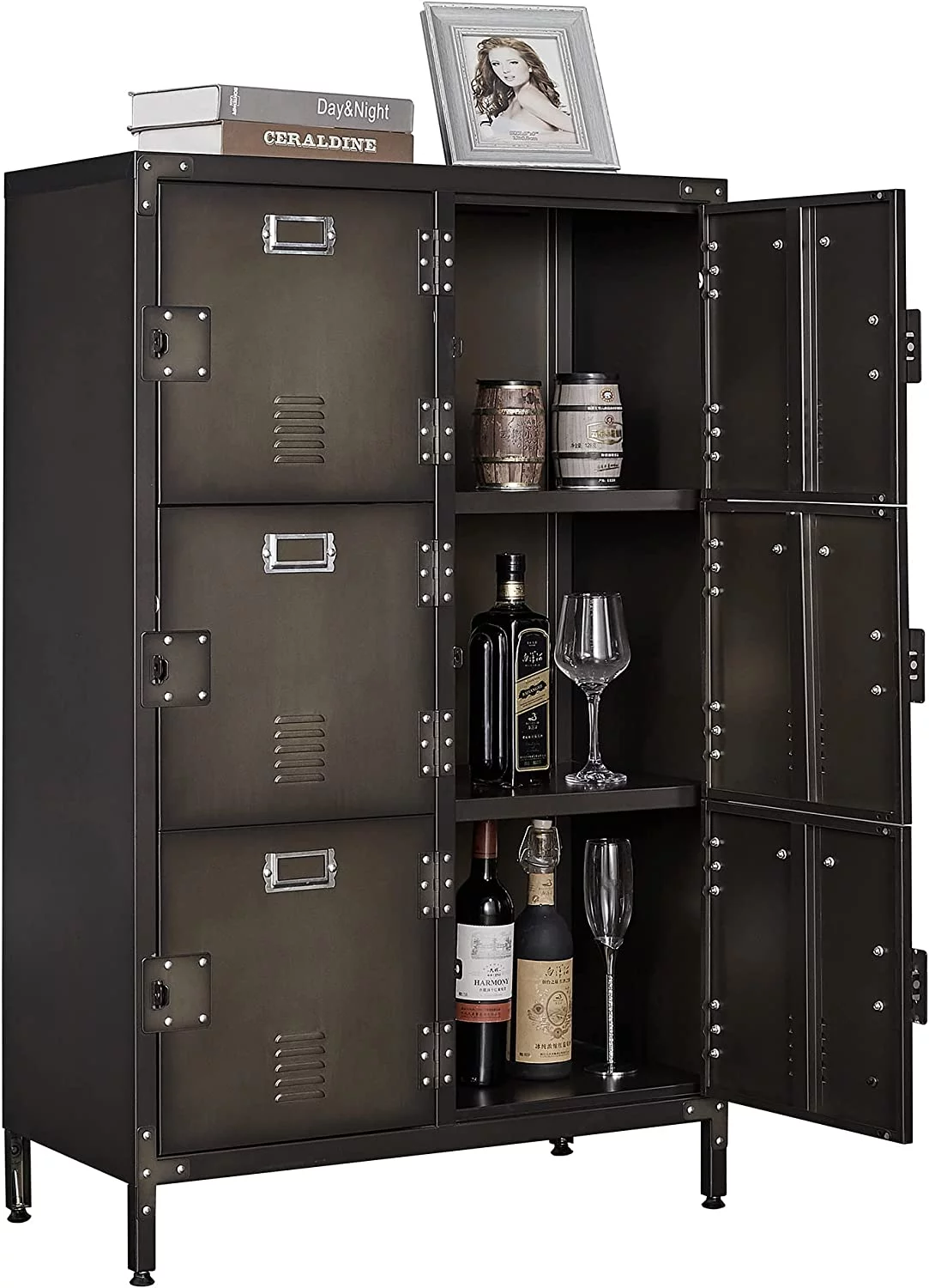 STANI Metal Storage Cabinet, Storage Locker Employees Locker with 6 Doors, 47 Height Steel Cabinet with Lockable Doors, Storage Cabinet with Adjustable Feet for Home Office Gym Clothes