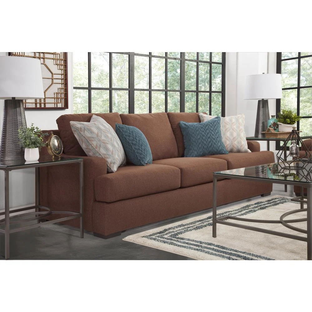 American Furniture Classics Model 8-010-A65V2 Earthtone Cinnamon Sloped Track Arm Sofa