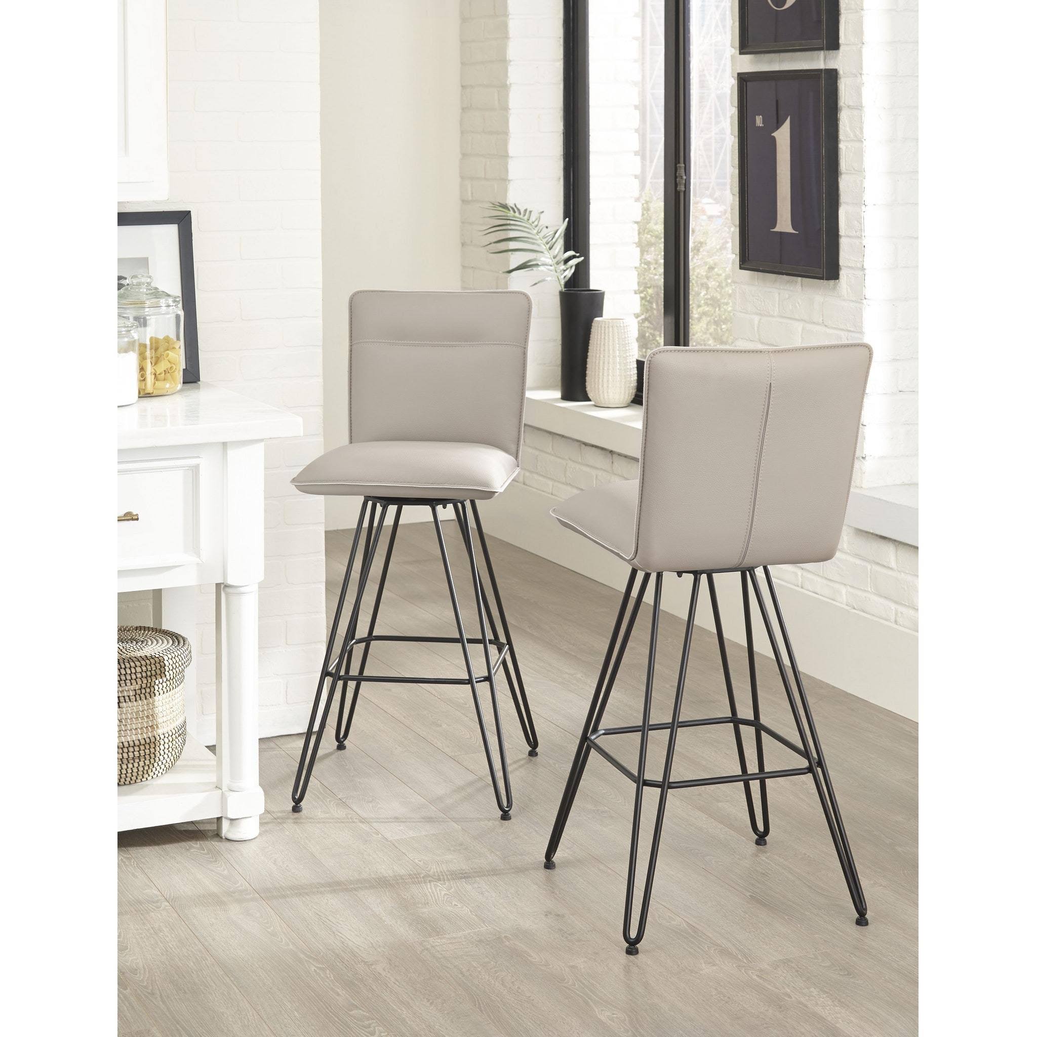 Modus Furniture Demi Hairpin Leg Swivel Bar Stool, Taupe - Set of 2