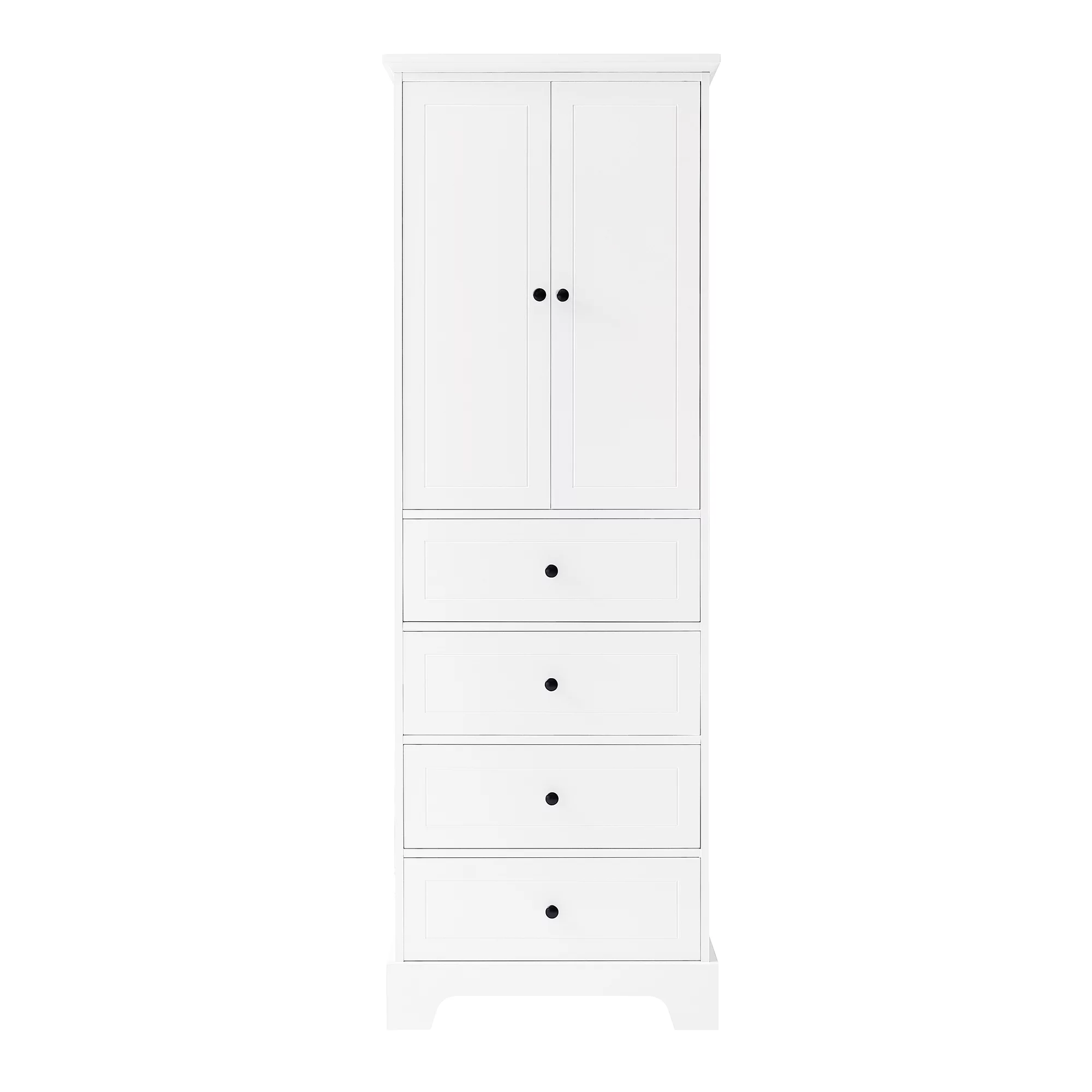 Hombay Tall Bathroom Storage Cabinet with 2 Doors and 4 Drawers, Wood Freestanding Cupboard Pantry with Adjustable Shelves for Living Room Bedroom Kitchen