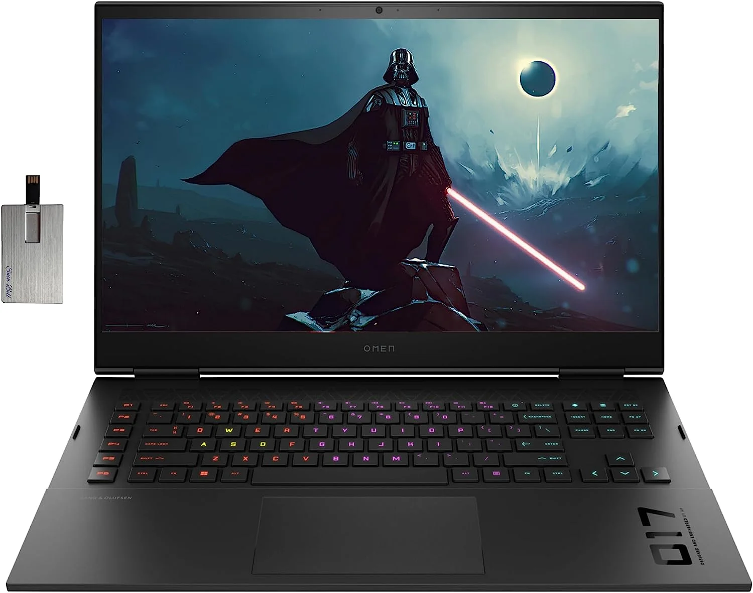 HP OMEN 17.3" 165Hz Gaming Laptop, Intel 12th Core i7-12700H, 32GB DDR5 RAM, 1TB PCIe SSD, NVIDIA GeForce RTX 3070Ti, RGB Backlit Keyboard, Windows 11, Shadow Black, Hotface 32GB USB CardCard