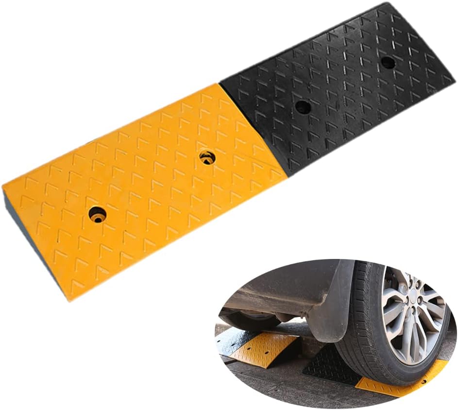 2 Rubber Curb Ramps Heavy Duty Driveway Curb Ramp 10 Ton Car Slope Ramp for Sidewalk Cars RV Trucks Shed Access Bike Pets Scooter Wheelchair 39.3*5.9*2inch