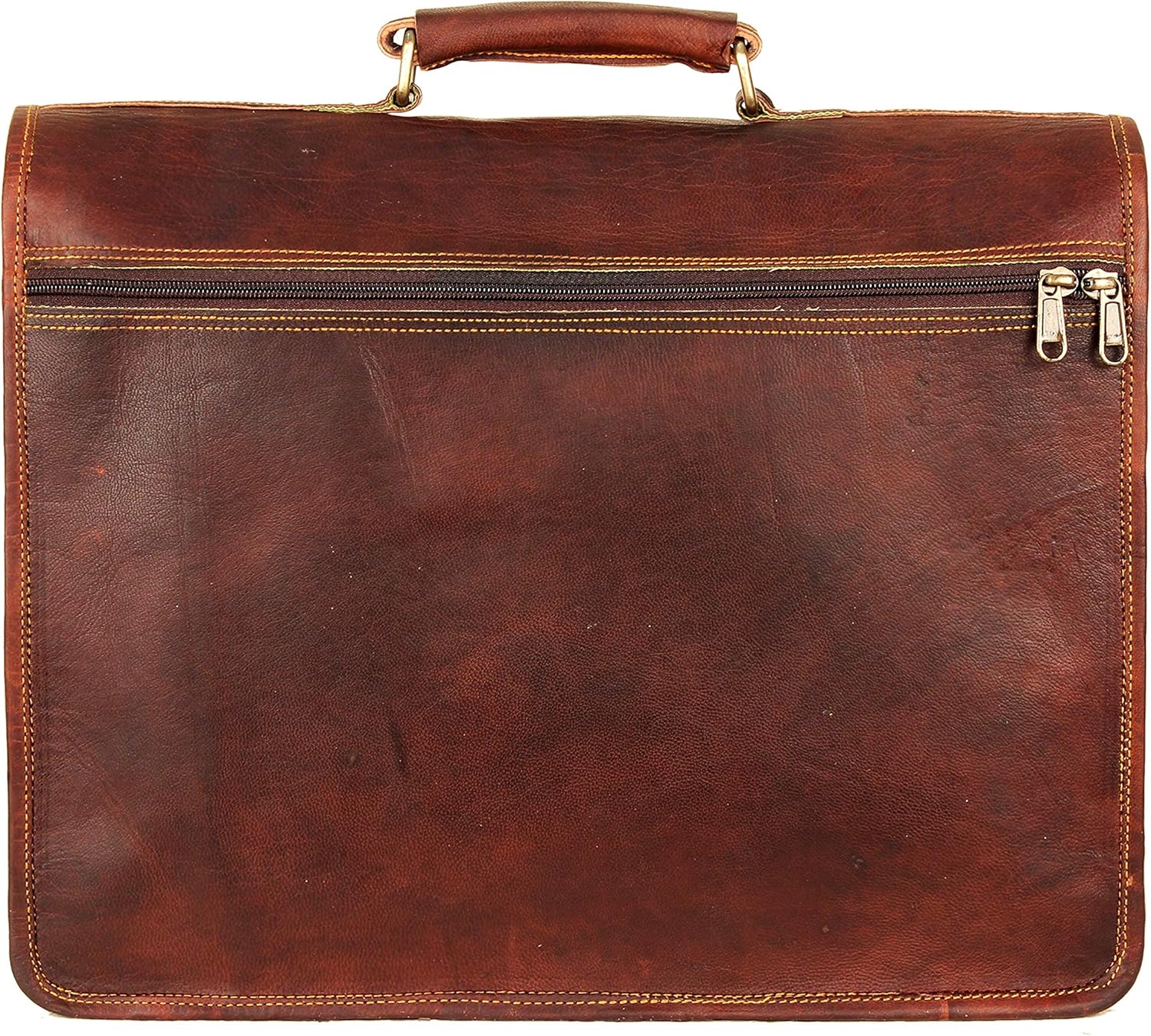 Vintage Leather Laptop Bags for Men Full Grain Large Leather Messenger bag for men 18 inches with rustic look Best leather briefcase by Hulsh