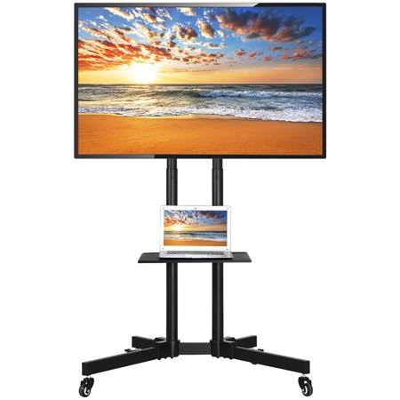 Easyfashion Modern Mobile TV Stand Rolling TV Cart for Flat Panel TVs Up to 65