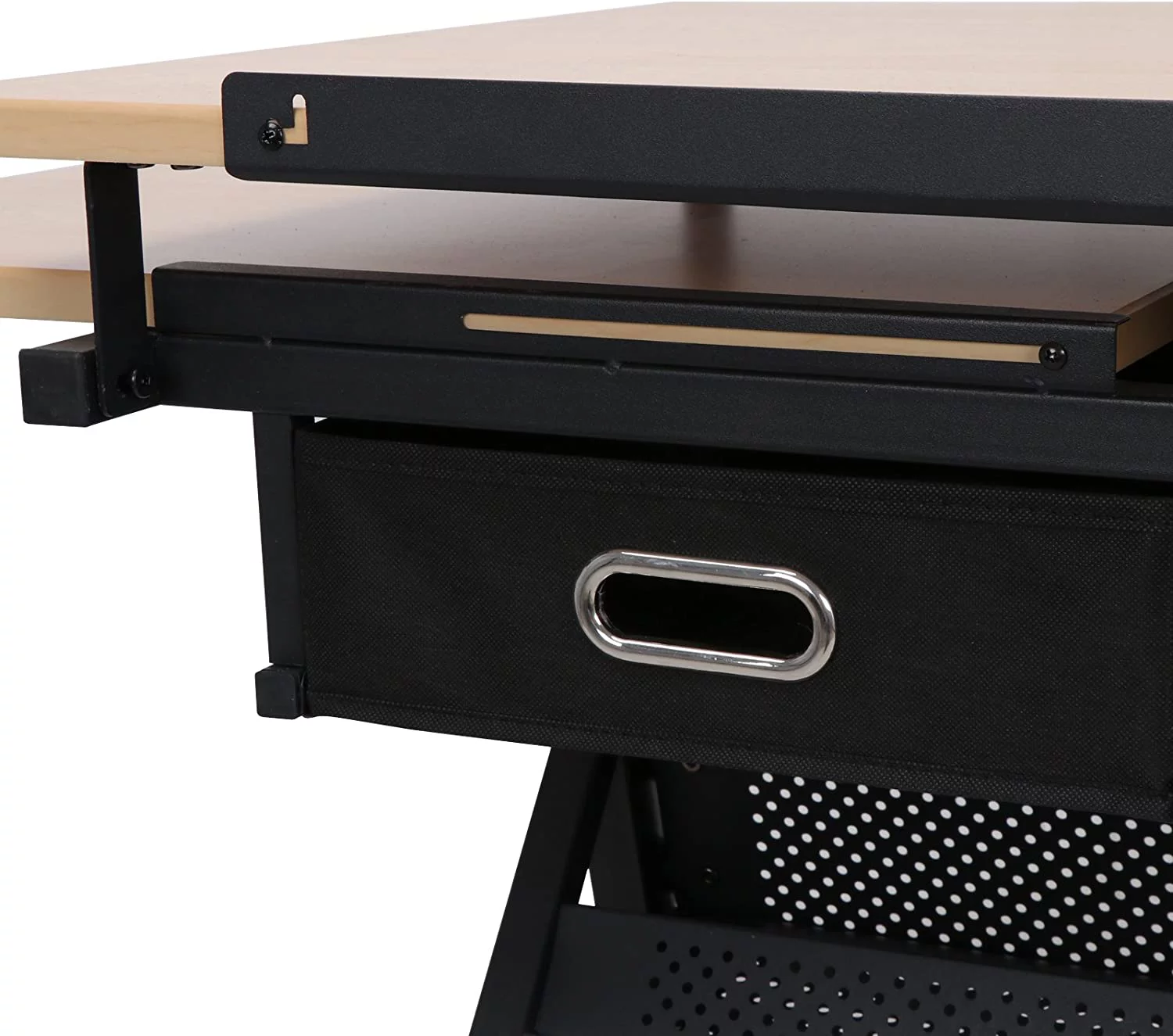 MDF Drafting Table Desk Art&Craft Work Station Drawing Desk Height Adjustable Craft Table w/Stool and 2 Storage Drawers for Home Office School Study Room