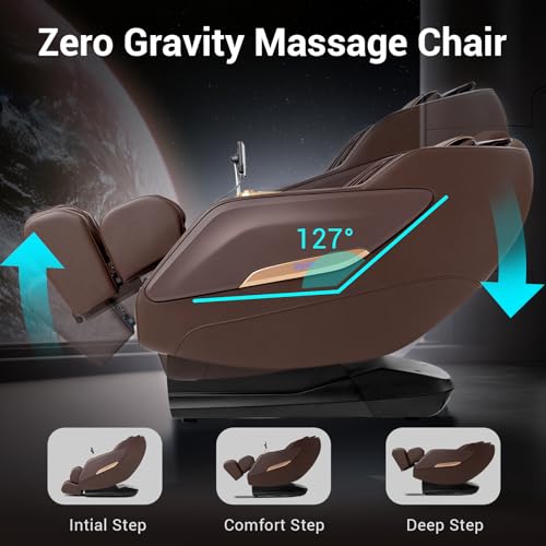 MYNTA 2025 Massage Chair Full Body, Zero Gravity SL Track Full Body Massage Recliner Chairs with Calf Heating, Thai Strectch, M1820 Brown