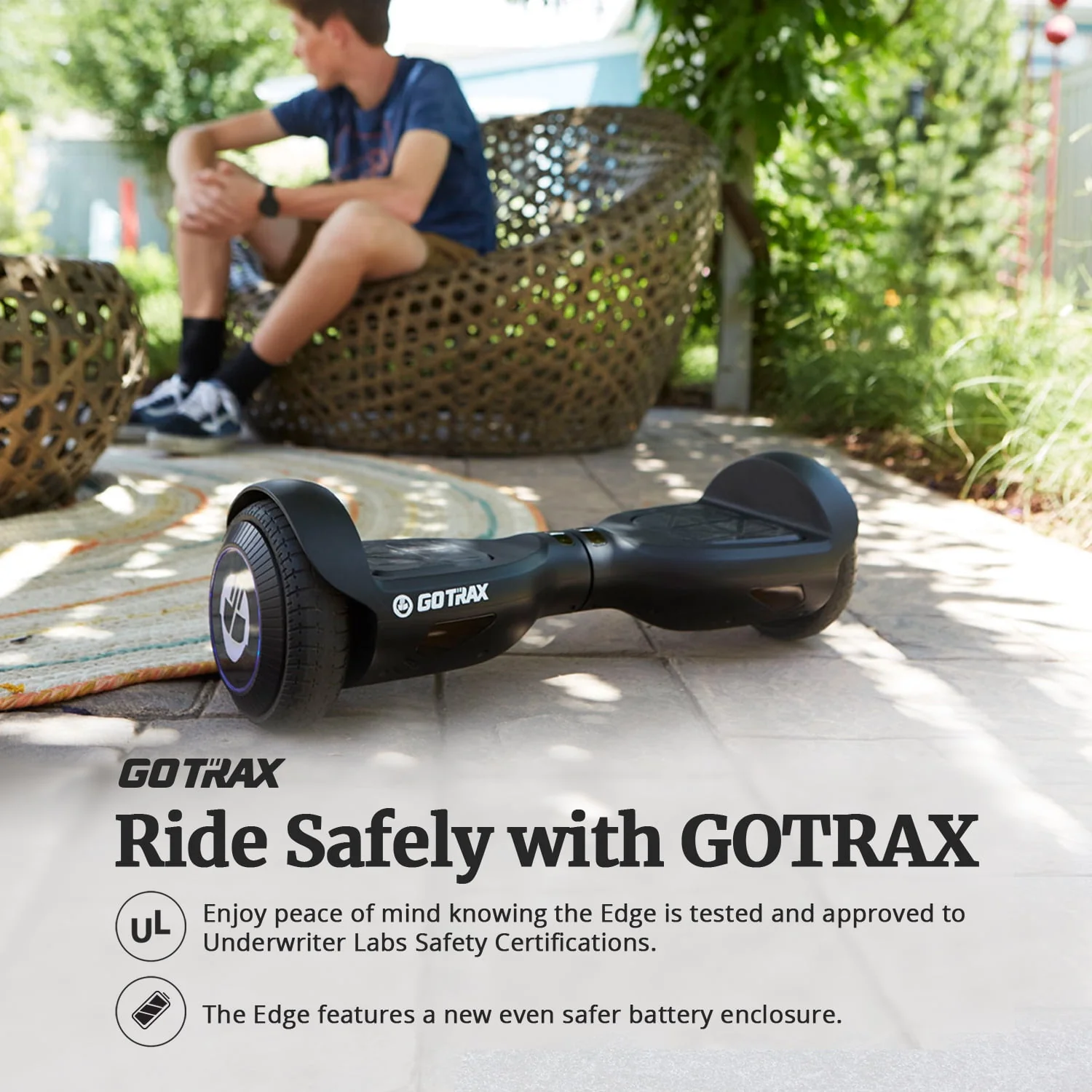 Gotrax Edge Hoverboard for Kids Adults, 6.5 Tires 6.2mph & 2.5 Miles Self Balancing Scooter, Black