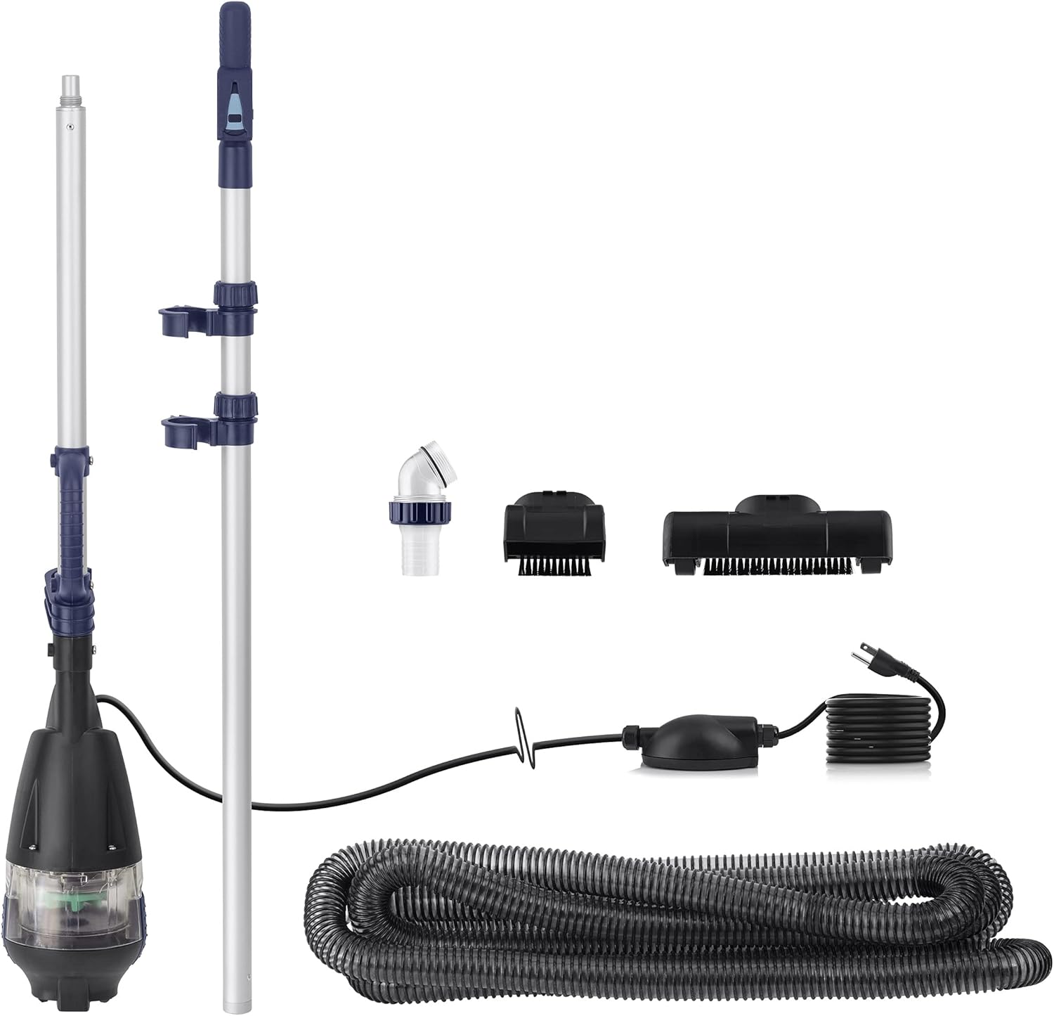 Alpine Corporation Traditional Pond Vacuum with Adjustable Telescopic Handle and 2 Brush Heads