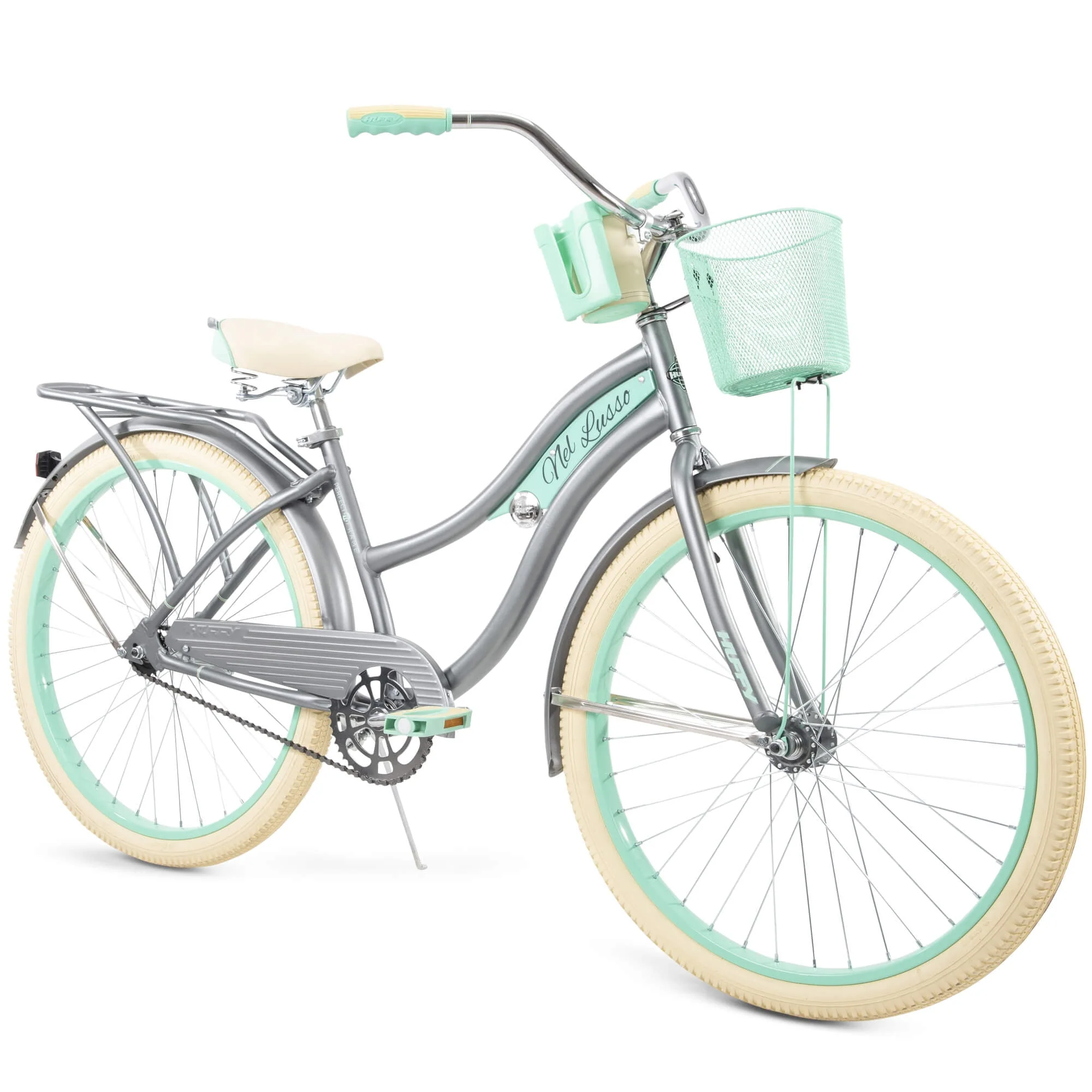 Huffy 26 Nel Lusso Classic Cruiser Bike with Perfect Fit Frame, Women's, Ages 13 Years, Light Blue