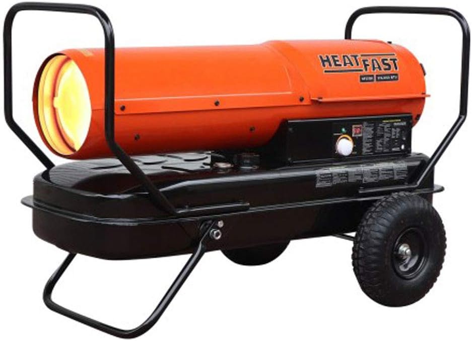 HF215K Portable Home, Jobsite, Construction Site Forced Air Kerosene/Diesel Salamander Torpedo Space Heater with Thermostat Temperature Control, 215,000 BTU, orange