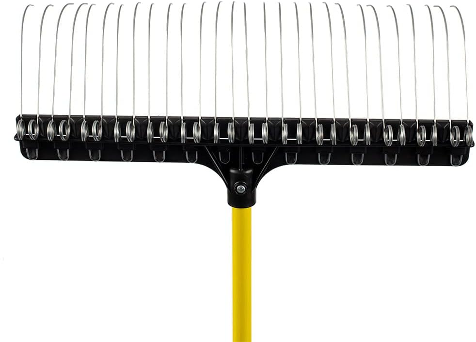 Groundskeeper II Rake 55” Lightweight Fiberglass Handle, w/ 21” Head, Durable Steel Tines for Gardening, De-thatching or Professional Landscaping Pack of 2