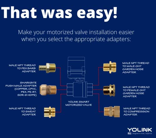 YOLINK LoRa Smart Water Leak Protection System, w/Commercial Grade Smart Motorized Stainless Steel Valve, (3) Water Leak Sensors, Hub: Up to 1/4-Mile Range, IFTTT, Alexa, Home Assistant