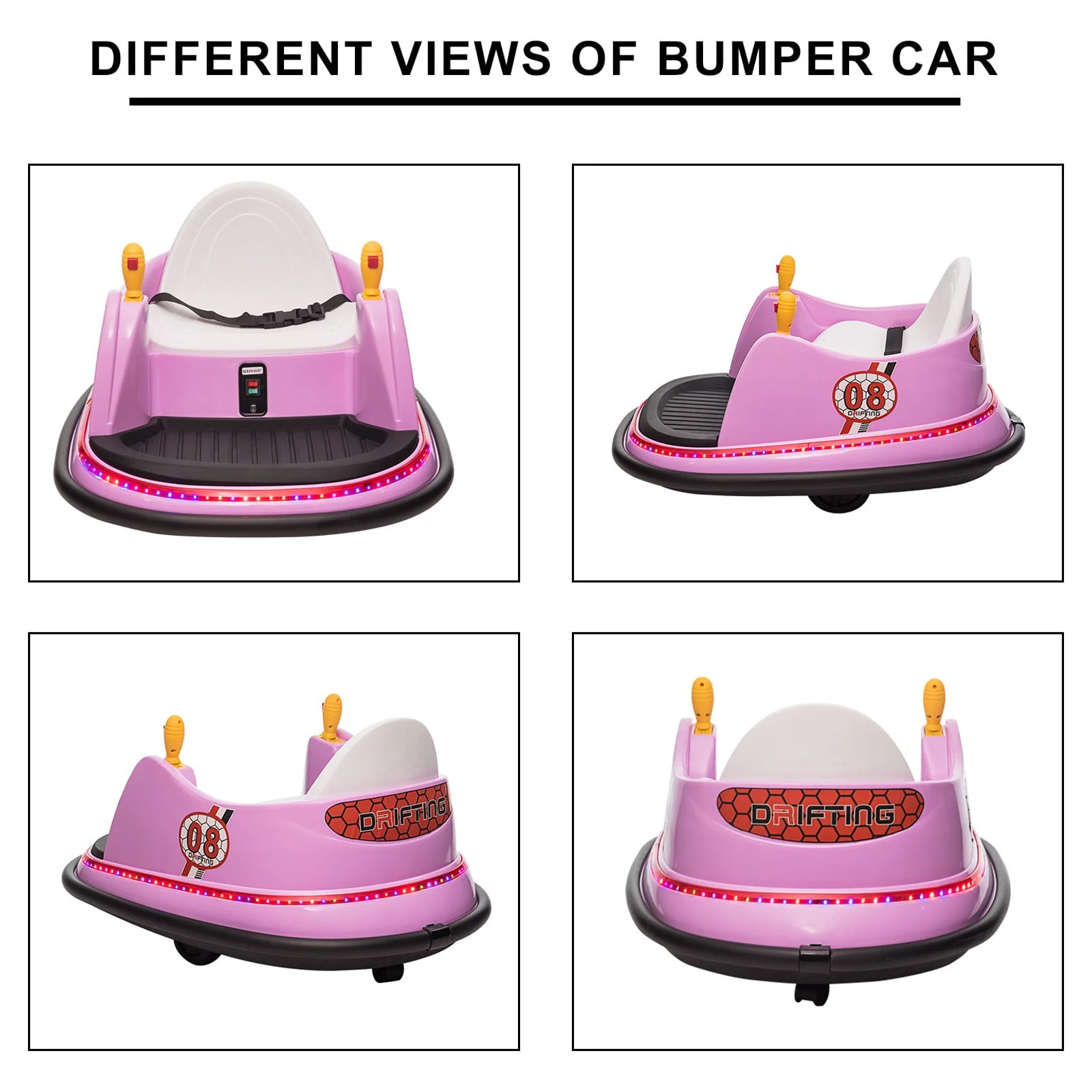 OTTARO 12V Electric Powered Ride on Bumper Car for Girls Boys with Remote Control,360 Spin,Music(Lavender)