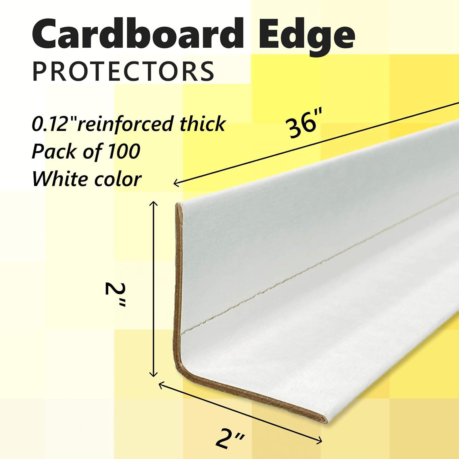 IDL Packaging Cardboard Edge Protector 2” X 2” X 36”, Pack of 50 – White Kraft Cardboard Corner Protectors for Shipping – V-Board Reinforced Pallet Edge Protector – Eliminates Shifting of Packaging Pack of 2