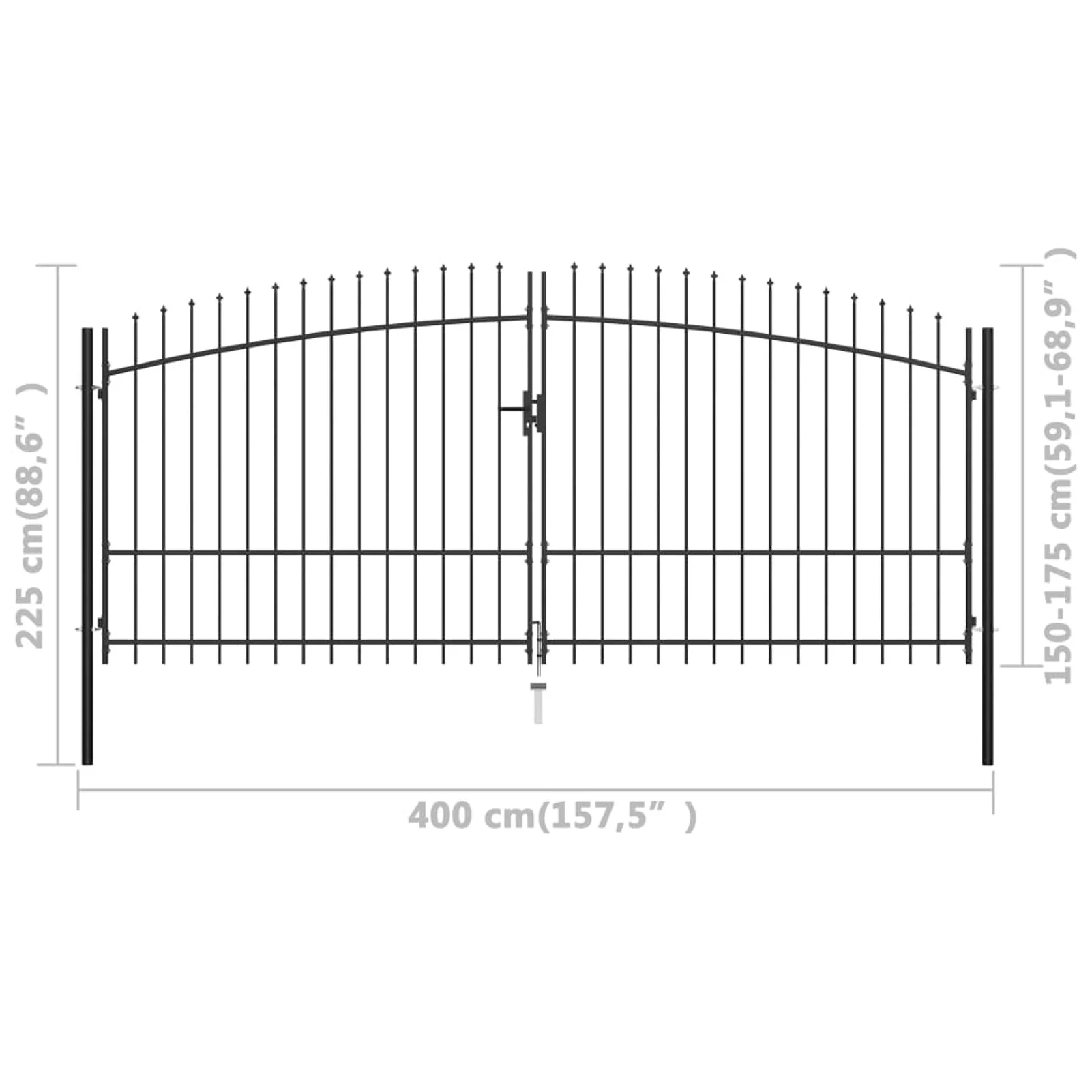 Double Door Fence Gate with Spear 157.5"x88.6"