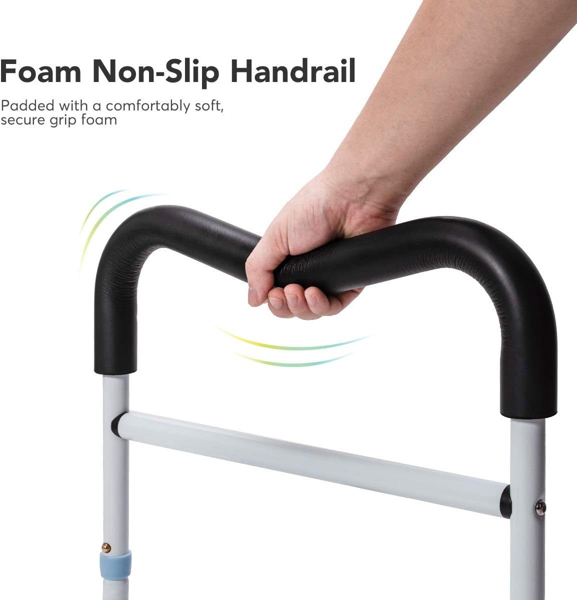 OasisSpace Bed Rail for Seniors, Medical Bed Assist Bar with Storage Pocket and Fall Prevention Safety Hand Guard Grab Bar for Elderly, Handicap- Fit King, Queen, Full, Twin Pack of 2