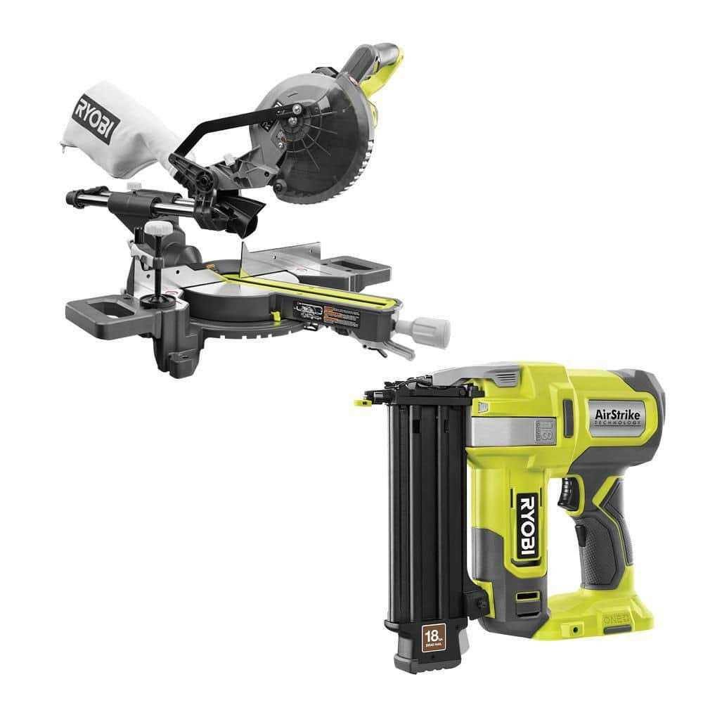 RYOBI ONE+ 18V Cordless 2-Tool Combo Kit with 7-1/4 in. Sliding Compound Miter Saw and AirStrike Brad Nailer PBT01B-P321 - Shop Hardware Tools Online Store