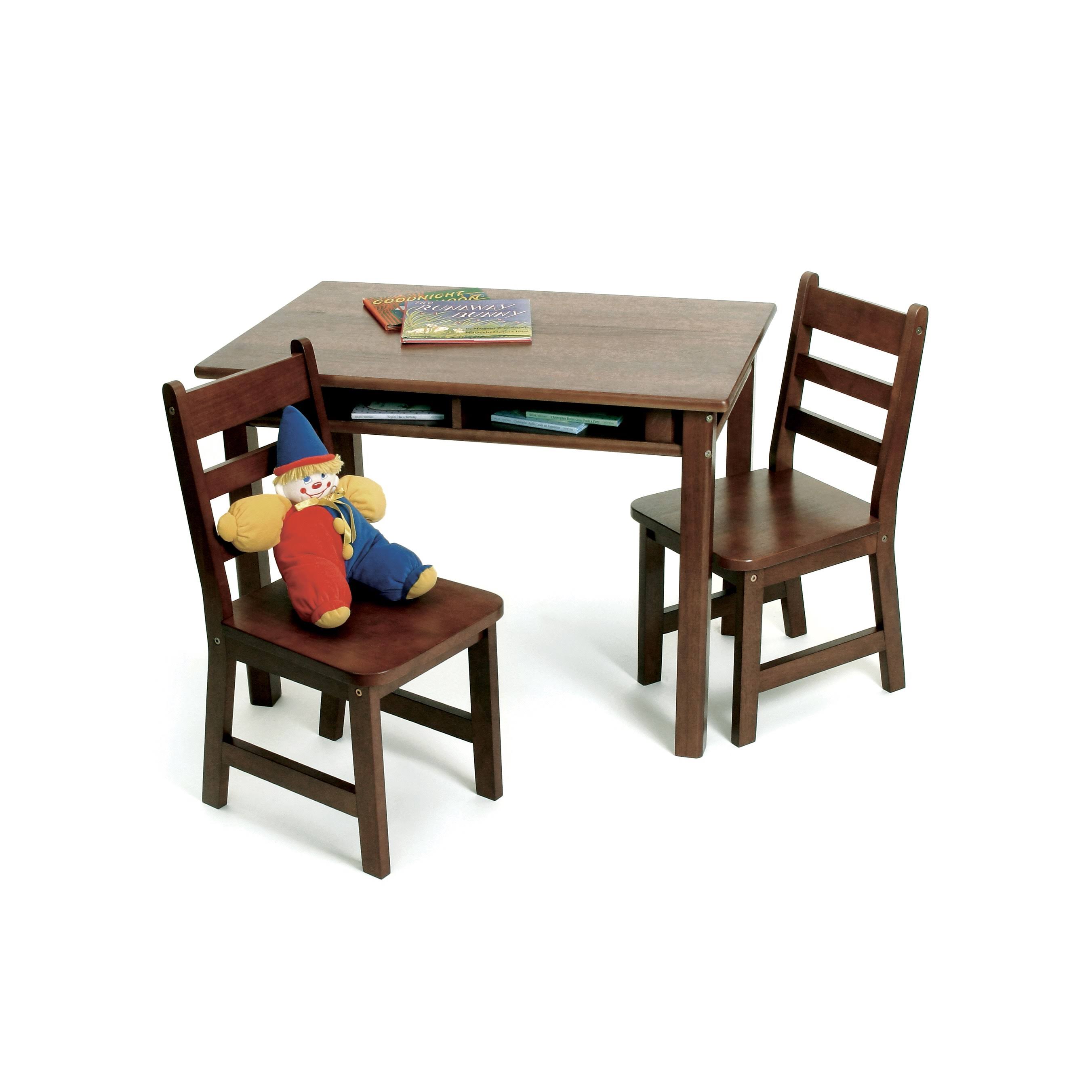 Lipper Childrens Rectangular Table and 2 Chairs Set, Walnut