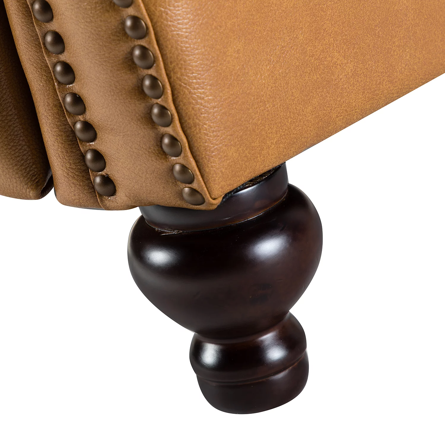 Genuine Leather Recliner Chair Mid-century Modern Wood Legs Nailhead Trim Armchair Living Room Office Camel