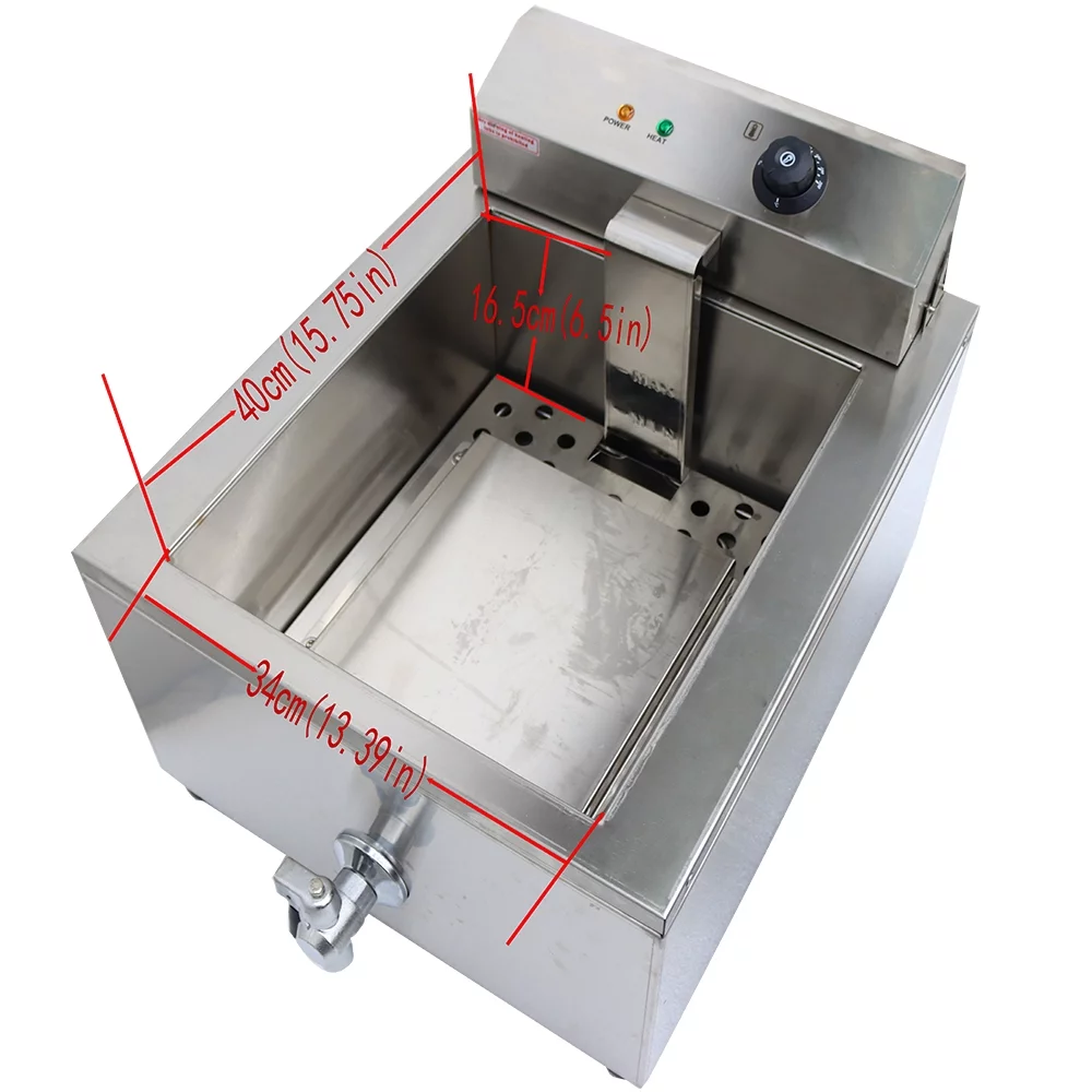 INTBUYING Funnel Cake Fryer Commercial Stainless Steel Countertop Fryer Restaurant Kitchen Shallow Funnel Cake Fryer