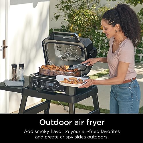 Ninja Woodfire Pro Outdoor Grill & Smoker with Built-In Thermometer, 7-in-1 Master Grill+Ninja Outdoor Flat Top Griddle Plate+ Ninja
