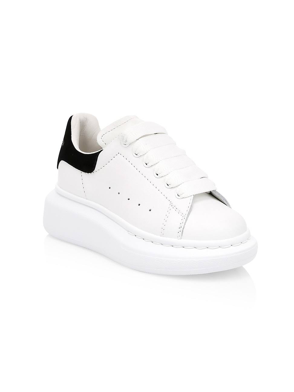Alexander McQueen Kid&s Oversized Lace-Up Leather Trainers - White Black - Size 13 (Child)