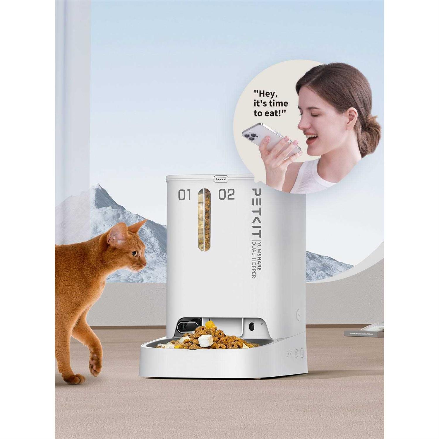 Petkit Yumshare Dual-Hopper Wifi Enabled 5L Automatic Cat Feeder with Camera, 2-Way Audio and Smart App Control - Pet Supplies online store