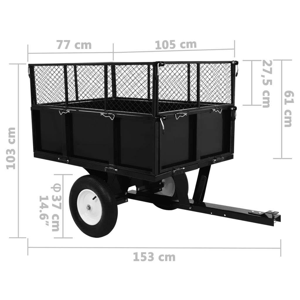 vidaXL Tipping Trailer for Lawn Tractor 661.4lbs Load 145813