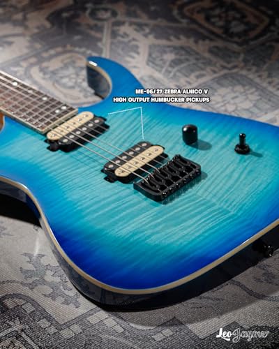 Leo Jaymz Electric Guitar Monsoon Series,Reverse Headstock,Mahogany Body,Roasted Maple Neck,Rosewood Fretboard,Locking Tuners,Rounded End Frets,AlnicoV Pickups,Fixed Bridge (Blue Flame)