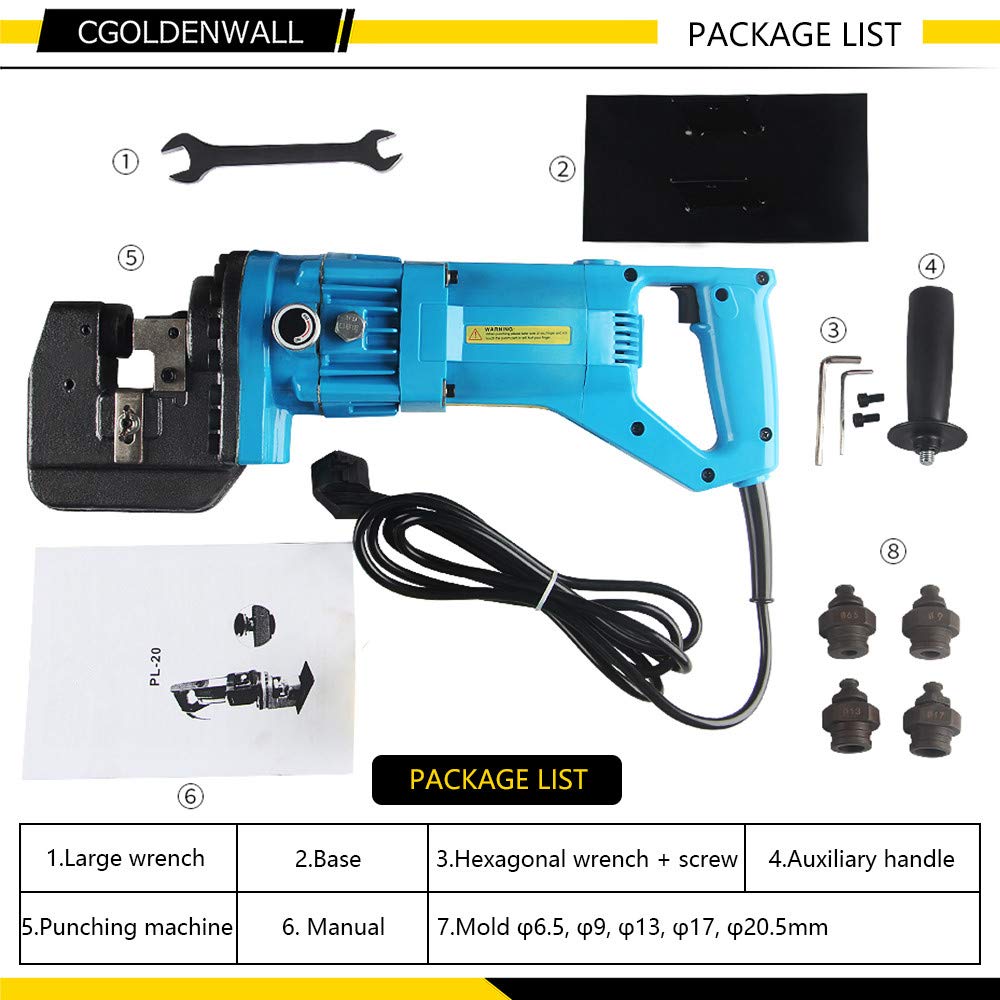 CGOLDENWALL Hydraulic Hole Puncher Electric Hydraulic Hole Punching Tool Hole Digger for Steel Plate Iron Plate Aluminum Plate CE&ROHS Certificate