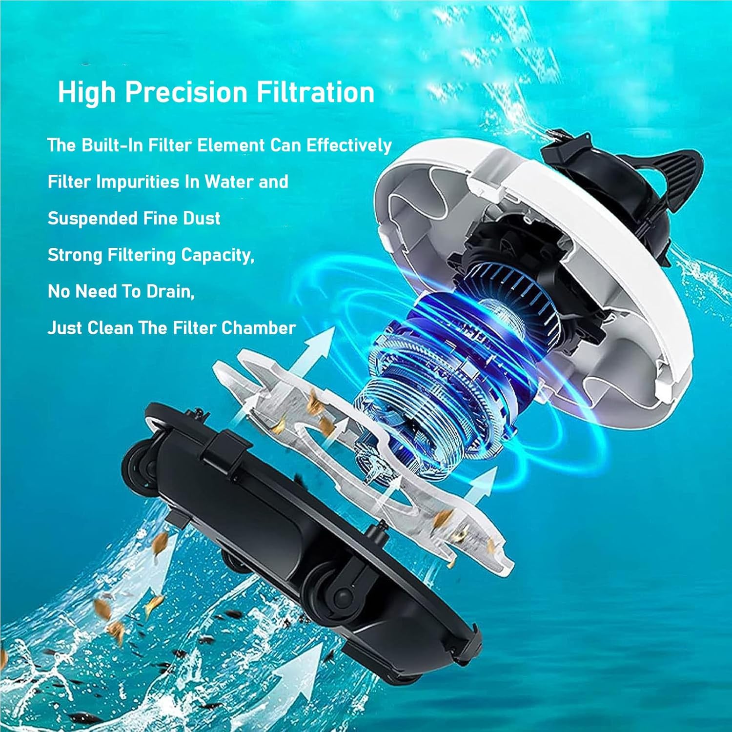 Pool Cleaner,Automatic Pool Cleaning Robot with Ultrafine Filter - Suitable for Pools Up to 860 Sq Ft - Smart Pool Cleaner - Pool Surface Vacuum Cleaner