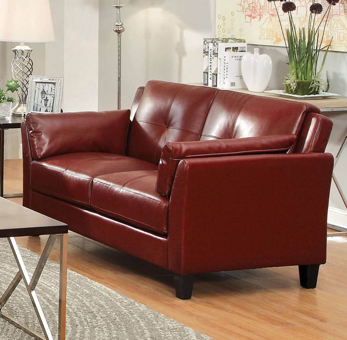 Furniture of America Pierre Red Loveseat