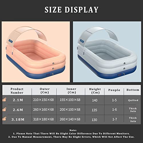 Outdoor Swimming Pools Summer Water Party with Slide for Children Water Splash Pool Suitable for Over 3 Years Old,Blue-2.6M