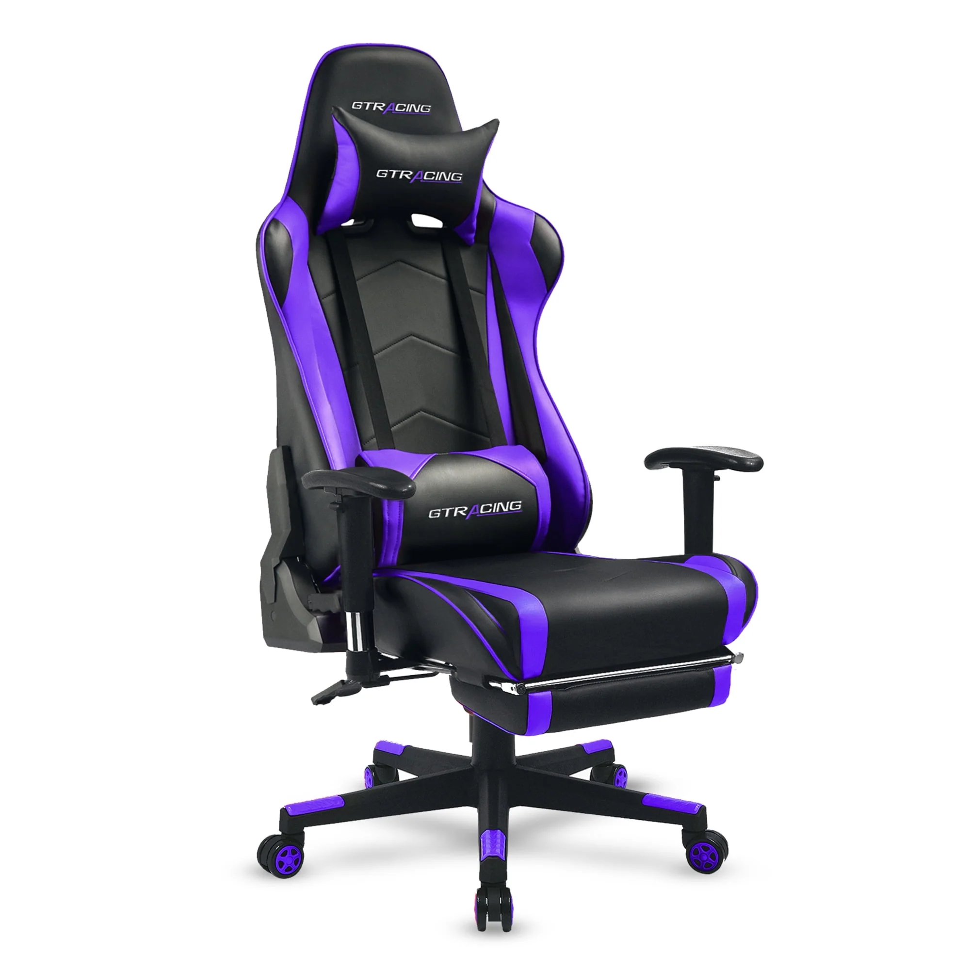 GTRACING Gaming Chair Office Chair PU Leather with Footrest & Adjustable Headrest, Red