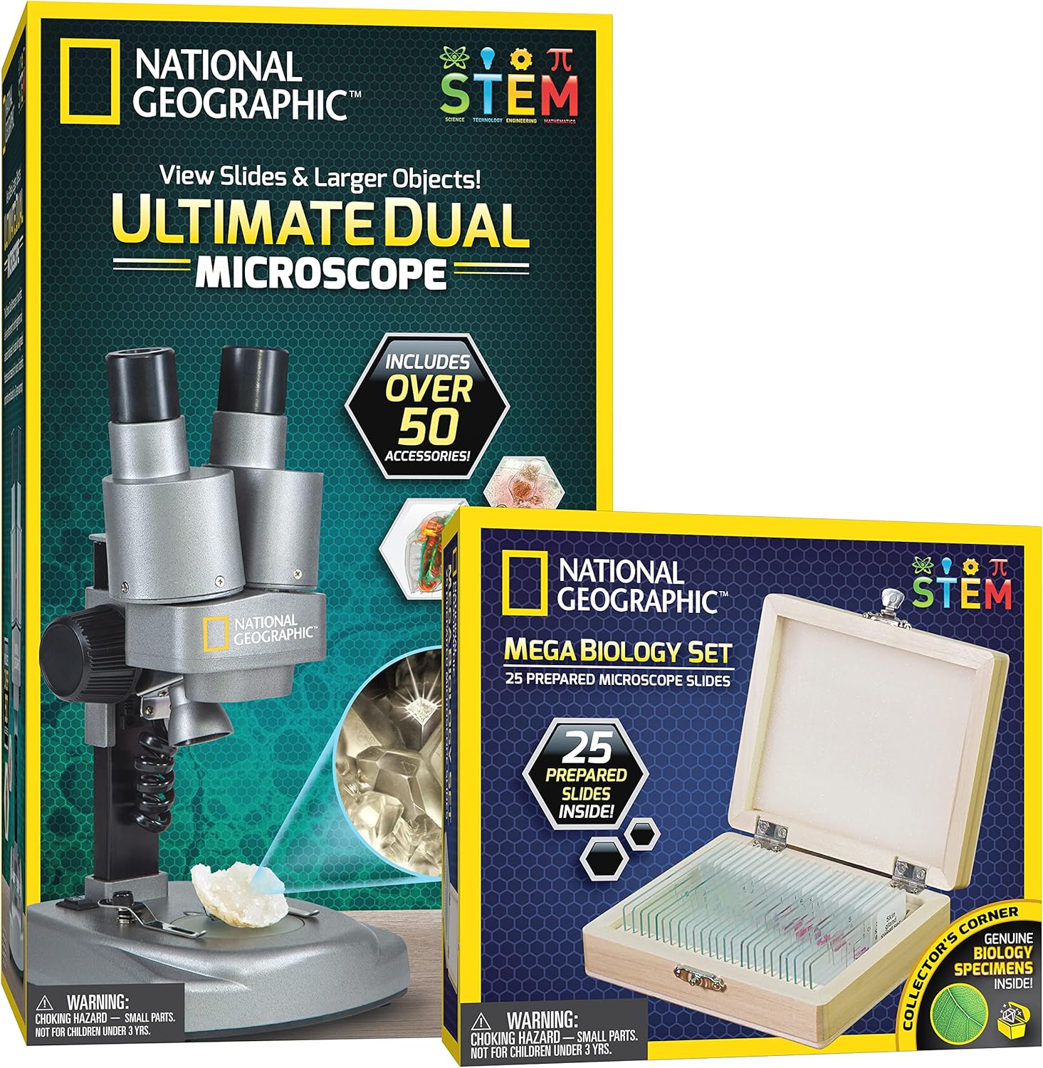 NATIONAL GEOGRAPHIC Microscope Science Kit - Dual LED Microscope for Kids, Ultra Bright 20x & 50x Magnification, 35 Microscope Slides and Covers, Most Complete Microscope Kit for Kids 8-12