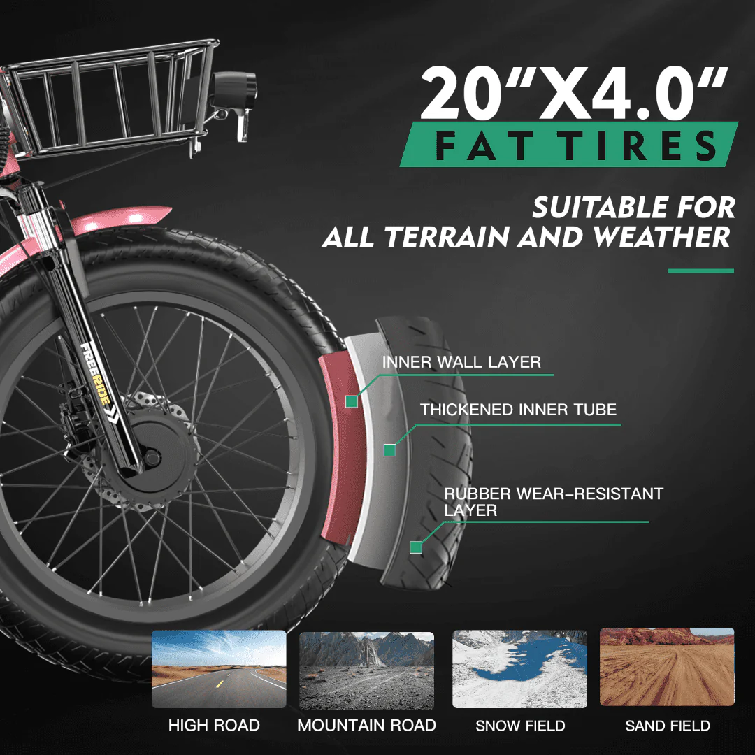 NAIZEA 20 Electric Trike Tricycle for Adults, 7 Speed Fat Tire Electric Trike, 3 Wheels Bike for Adults with Front and Rear Baskets, Lithium Battery UL Certified