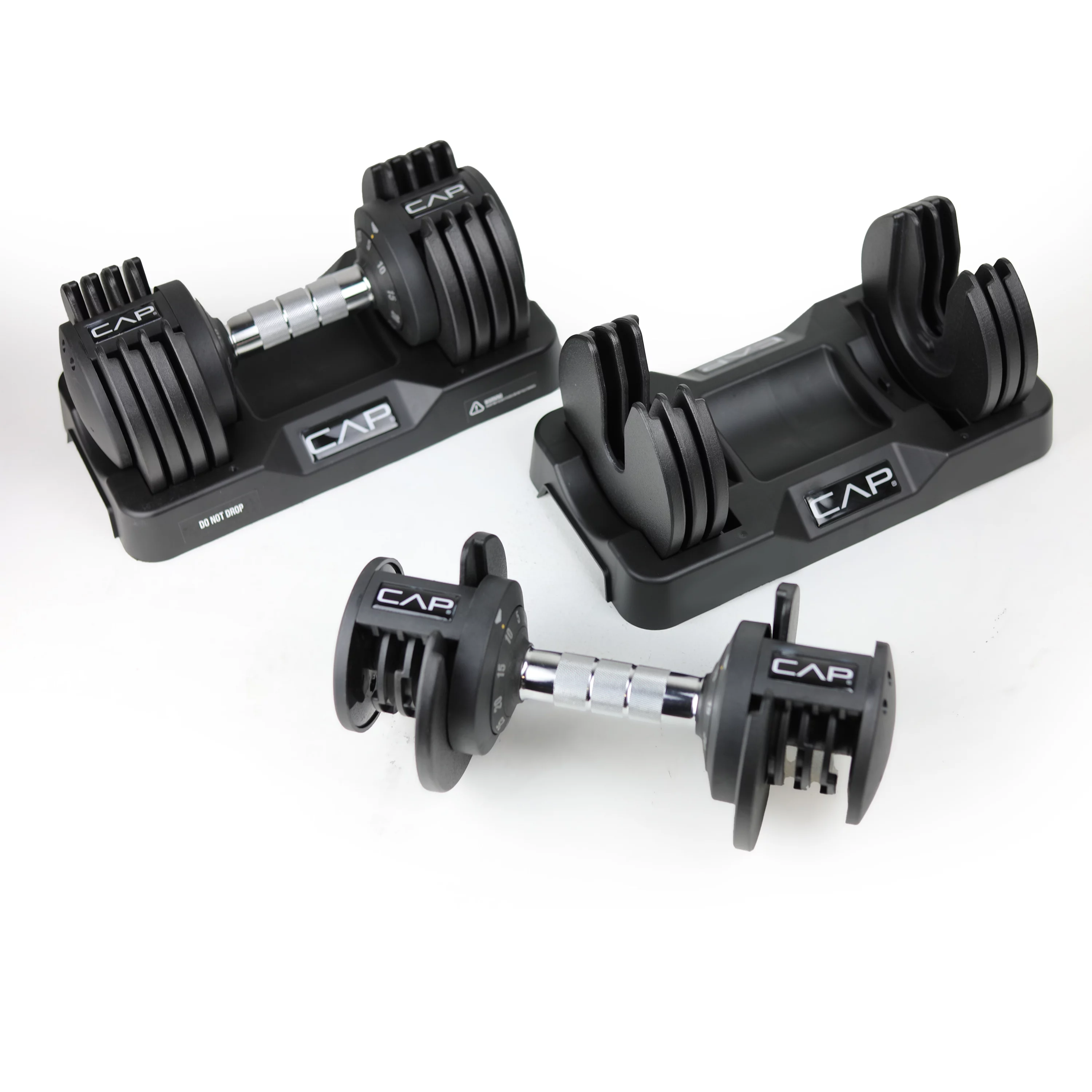 CAP Barbell 25 lb Adjustable Dumbbell Set, Quick Select Adjustability from 5-25 lb, Pair, Black