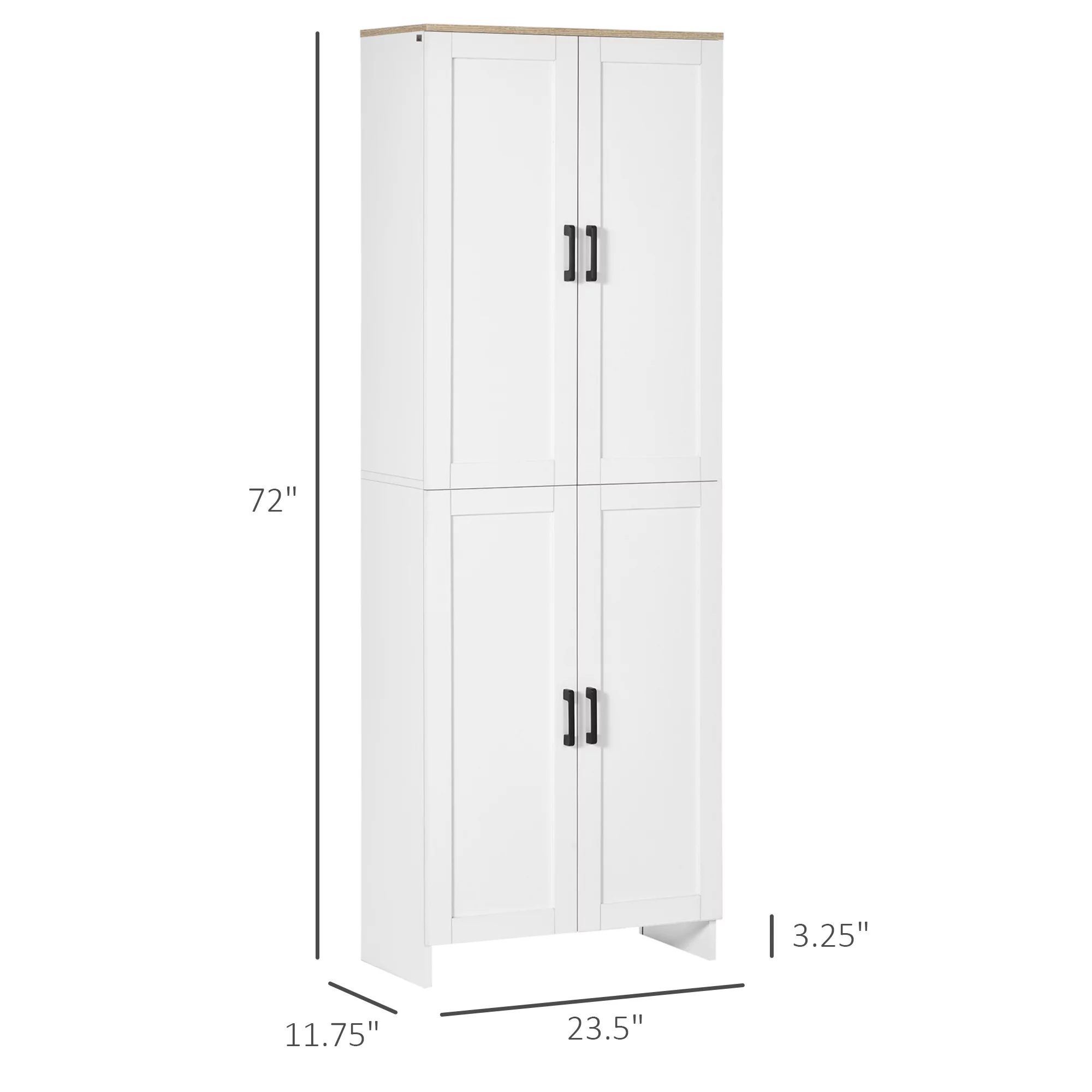 HOMCOM 72" Kitchen Pantry Storage Cabinet with Adjustable Shelves, White - Curated Treasures Market