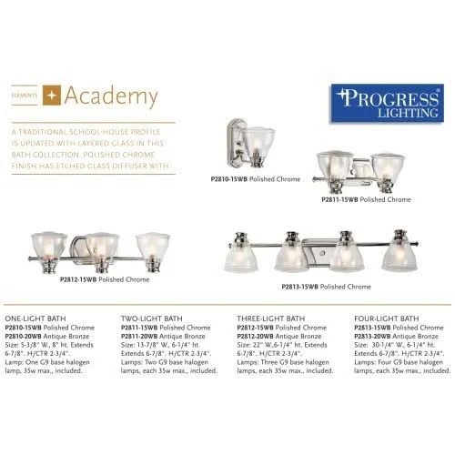 Progress Lighting P2811-15WB Academy Polished Chrome Bath Vanity Light