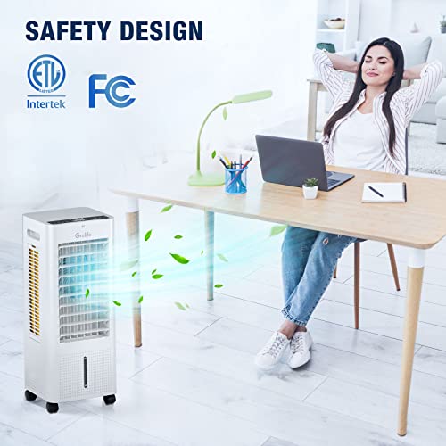 Grelife Air Cooler,3-IN-1 Portable Evaporative Air Cooler Cooling Fan with 4 Ice Packs,12H Timer,1.58 Gallons,Remote Control,3 Modes,3 Speeds,Personal Swamp Cooler for Bedroom, Home, Office