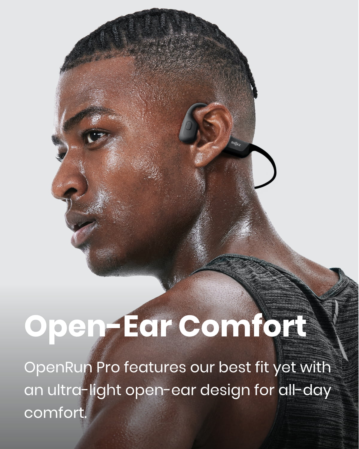 Shokz OpenRun Pro Premium Bone Conduction Open Ear Bluetooth Headphones for Sports with Cooling Wristband (Black)