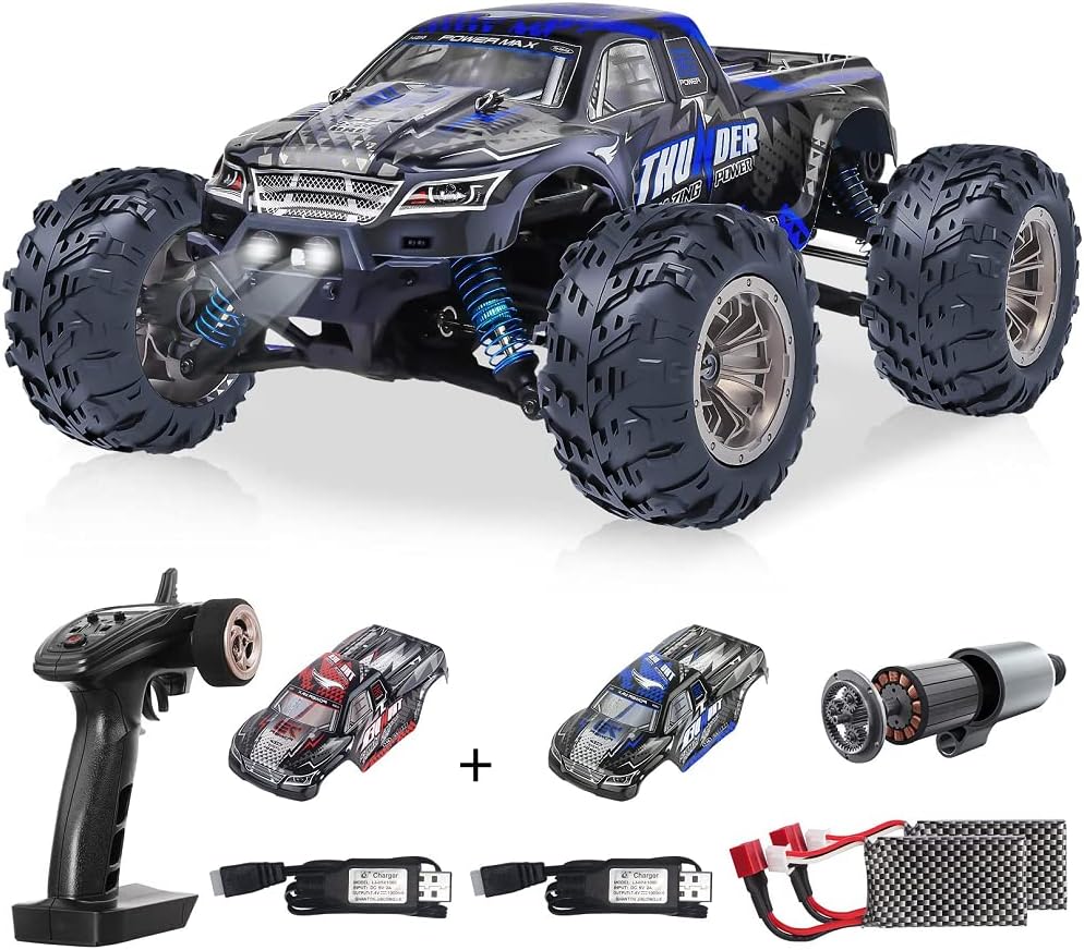 Brushless RC Cars for Adults 55+KM/H 1:16 High Speed Remote Control Car 4WD Rc Trucks for Boys 2.4GHz Off Road Monster Truck with Extra Shell,2 Battery,All Terrain Electric Toy,Gifts/Toys for Kids