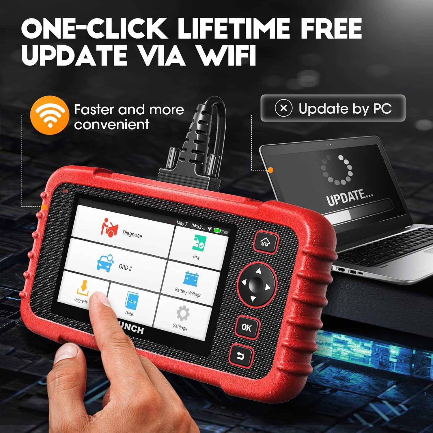 2022 Newest LAUNCH OBD2 Scanner CRP123X Elite Scan Tool, Car Diagnostic Scanner for ABS SRS Transmission Engine with AUTO VIN, Lifetime WiFi Free Update, Battery Test,Android 7.0, 5''Touch Screen