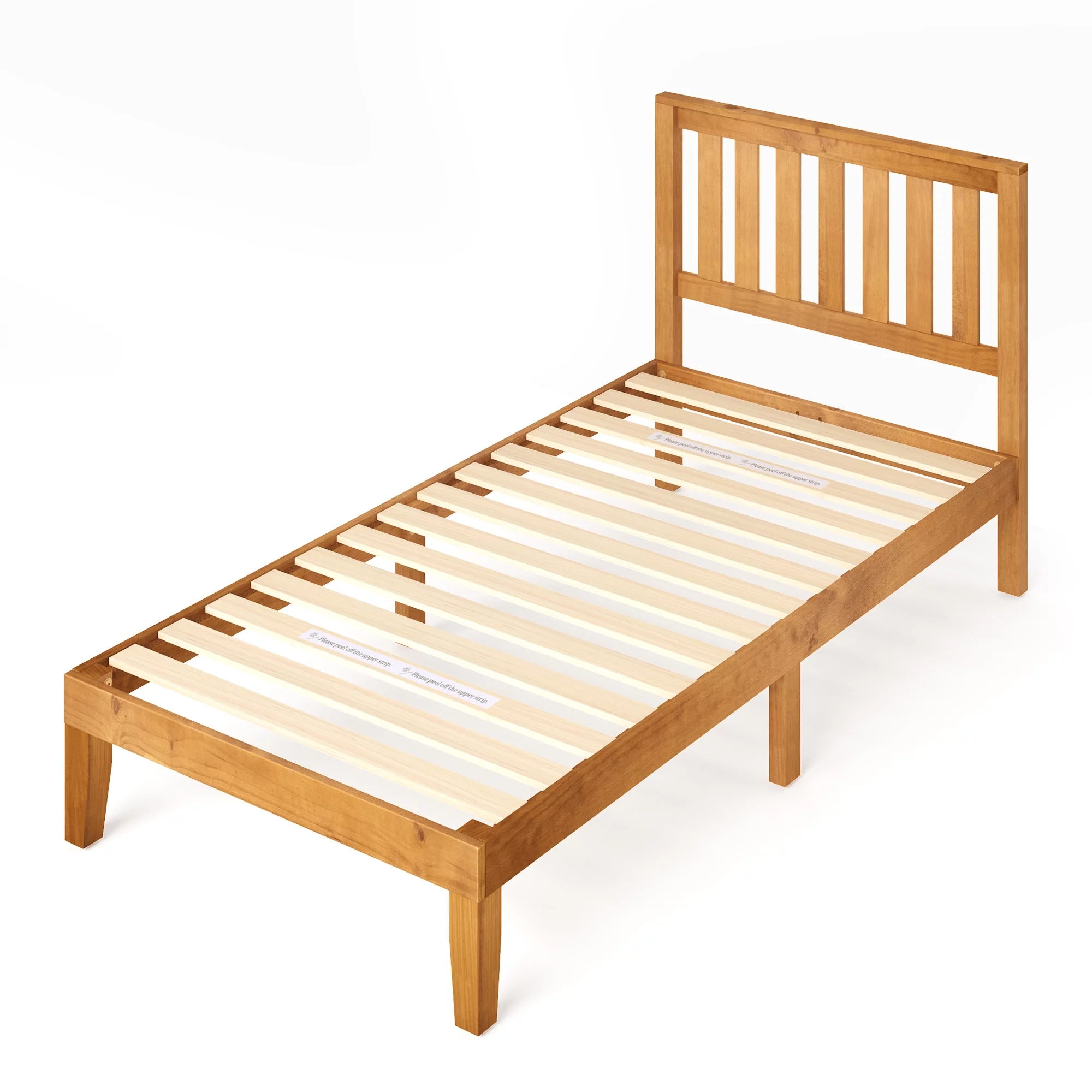 Zinus Alexia 37 Wood Platform Bed with Headboard, Rustic Pine, Full