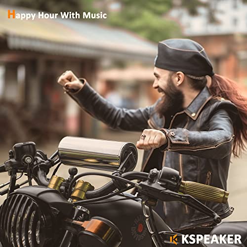 Motorcycle Speakers Bluetooth Waterproof Radio Audio System Built-in Amplifier, Great for ATV, Scooter Bike,12 Volt Vehicle,3 Inch Metal Mp3 Player, K2ch