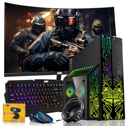 Dell OptiPlex Gaming Desktop PC Bundle with Core i7 32GB RAM 1TB SSD 27 inch Curved Monitor RTX 3060 Graphics RGB Keyboard with AI-Enabled Copilot Key Mouse Headphones Webcam Windows 11 Pro(Renewed)