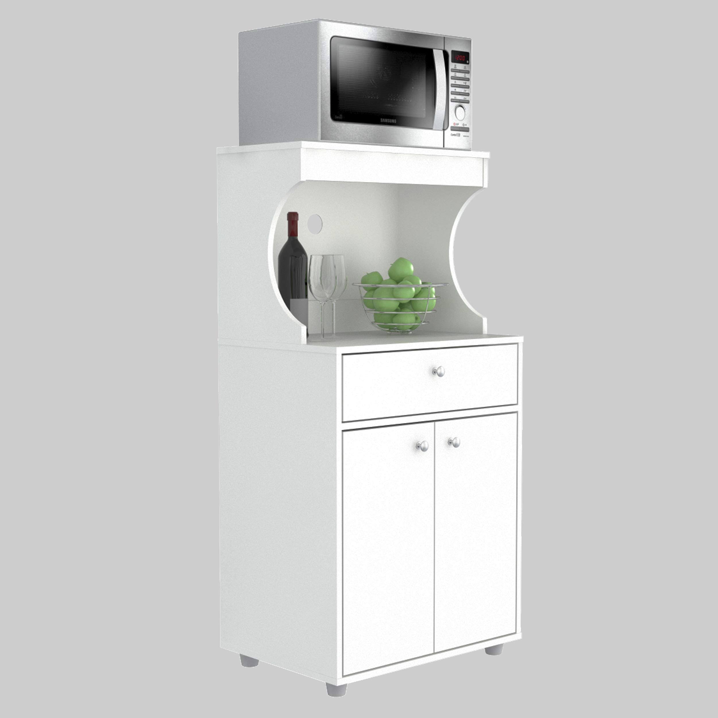 Inval Galley Kitchen/Microwave Storage Cabinet, White