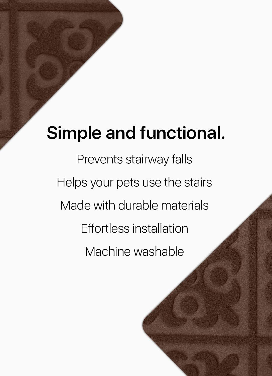 Carpet Stair Treads Non-Slip Brown Embossed &ndash; 8&rdquo;x30&rdquo; (15-Pack) Runners for Wooden Steps