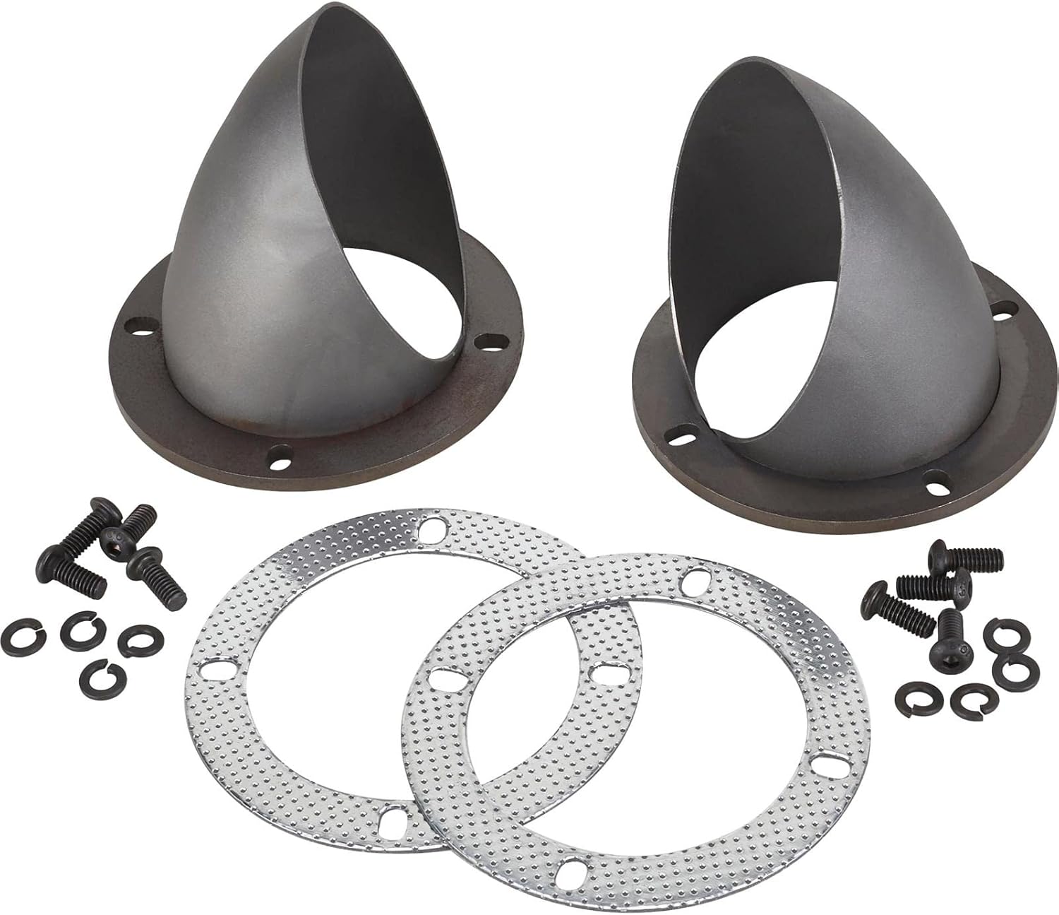 Speedway Motors Exhaust Headers, Exhaust Turn Downs, Plain Steel Finish Headers, 3.50 Lake Style, Pair